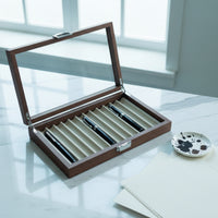 Wooden Pen Storage Box with Transparent Lid Desktop Pen Display Box Rectangular Organizer Luxury for Office