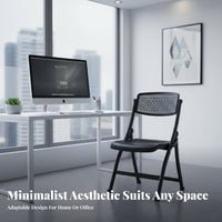 Foldable Vented Back Folding Chair With Backrest Indoor Seating Compact Desk Stool Ergonomic Design for Office Workers, Homeowners, Dorm Room, Small Areas, Garage, Outdoor Activities