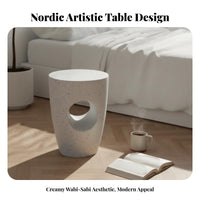 Nordic Design Three-Legged circular table Cream design Decor Nightstand Wabi-Sabi Aesthetic Household Furniture Minimalist for Guesthouse managers, Apartment Dwellers, Living Room, Small Spaces, Lounge Area, Entryway
