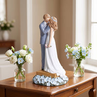 Bride and Groom Figurine Romantic Wedding Couple Figurine Tabletop Wedding Cake Topper Substitute for Newlyweds, Couples, Anniversary