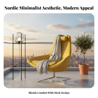Sail Design Rotating Chair Nordic and Theme Single Sofa Soft Padded Padding Statement Piece for Adults, Balcony