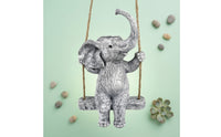 Resin Elephant Planter Gray and White Swing Seat Planter Easy to Hang Outdoor Decoration