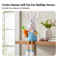 Pastoral Design Beaded Leg Bunny Stuffed Toy Cute Design Easter Bunny Stuffed Toy Soft Material Seasonal Rabbit Shelf Sitter Handmade for Tiered Tray, Mantel, Bookshelf