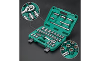 Socket Tool Kit with Carrying Case Alloy Steel Socket Wrench Set Automotive Specialist Tool Kit with Carrying Case for Mechanics, Car Repair, Garage