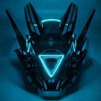 Retro-Futuristic LED Helmet Recharge-Capable Lights Sound Reactive Cosplay Helmet Adjustable Straps Retro-Futuristic Techwear Facepiece for DJs
