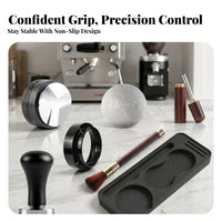 7 Pieces Matte Black Portafilter Set Storage Tray Espresso Tamper Set Molded Compartments Coffee Tool Kit Knurled