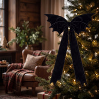 Velvet Halloween Tree Topper Bow Oversized Halloween Ribbon Bow Large Decoration Soft for Haunted House