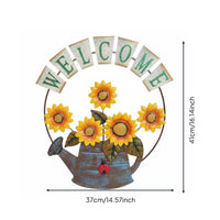 Wrought Iron Sunflower Welcome Sign Weather Resistant House Decoration for Garden, Porch