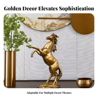 Golden Horse Figurine Light Luxury Design Bronze Finish Horse Ornament Brings Good Luck House Decoration for New Homeowners, Business Owners, Office