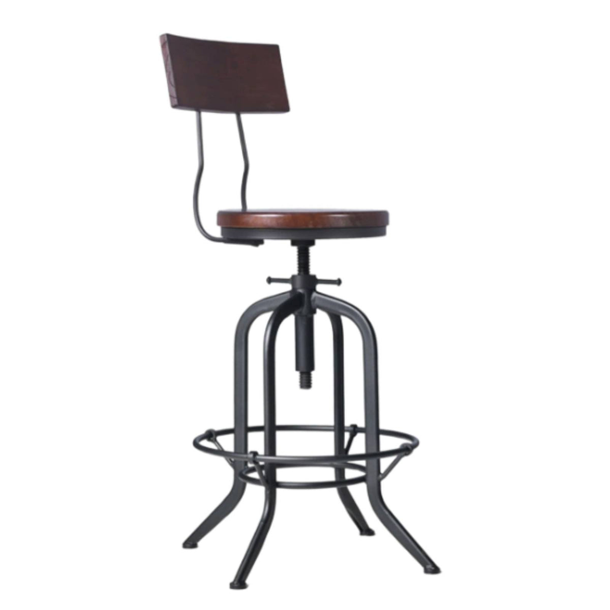 Industrial Swivel Stool Retro Design Industrial Bar Stool Built-in Footrest for Cafe, Restaurant