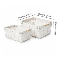2 Pieces Portable Wire Storage Basket with Liner Lightweight Wire Basket with Wooden Handle Versatile Practical for Shelf