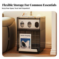 Rippled Door Cabinet mid-centuryera Modern Design Nightstand Space-Saving