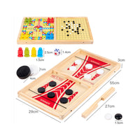 Solid Wood Construction Wooden Combination Board Game Screen-Unrestricted Fun Sling Puck Game Easy to Learn for Children, Family, Party