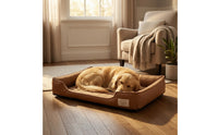 Dog Bed with Bolster Cushion Padded Pet Bed with Bolster Cozy Furniture for Dogs