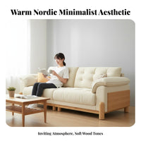 3-Seater Straight Sofa Japanese aesthetic Couch Small Apartment suitable for Home Furniture for Homeowners, Families, Living Room, Lounge Area