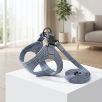 Dog Harness and Dog Leash Set, Adjustable Reflective Vest for Cat Harness and Small Dog Leash, No Pull Puppy Leash for Training and Dog Walking