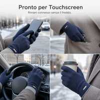 Men's Winter Thermal Cashmere Lined Knit Wool Gloves with Touchscreen Function