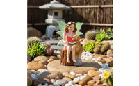 Illuminate in the Dark Wings Glowing Appendage Fairy Statue Long-Lasting Resin Fairy Girl with Dog Figurine Whimsical Design for Patio, Planter