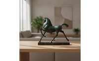 Horse Sculpture Cast Aluminum Horse Figurine Lustrous Equestrian Figurine with Equestrian Figure for Homeowners, Living Room