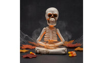 Weathered Finish Skeleton Figurine Seated Resin Skeleton Compact Skull Figurine Tabletop
