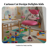 Adjustable Height Creature Face Rolling Stool With Footrest Study Chair Cartoon Design children's Furniture Easy to Clean for Students, Girls, Parents, Barber Shop, Bedroom, Playroom
