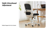 Height Adjustable Ergonomic Student Desk Chair ergonomic spinalrest Rolling Mesh Chair quiet-rolling casters rotating Seat 90° Flip-up Armrests for Students, Teenagers, Children, Study Room, Workspace, Bedroom