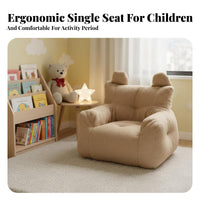 Soft Fuzzy Texture Soft-Textured Beanbag Chair with Ears Removable and Washable Cover Toddler Sofa Skin-Friendly Material children's Furniture Side Storage Pocket for Toddlers, Girls, Babies, Reading Corner, Playroom, Nursery, Living Room