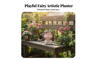 Nordic Design Fairy Head Flower Pot Artistic Figurine Cartoon Girl Head Planter Elegant Design for Office