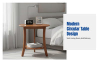 Round Side Table, Solid Wood, Western Style, Minimalist Coffee Table, Living Room, Balcony, Sofa End Table