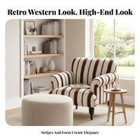 Striped Wooden Armchair mid-centuryera Modern aesthetic Striped Upholstered Armchair sturdy Wood Frame Accent Chair for Readers, perusing corner, Bedroom, Office