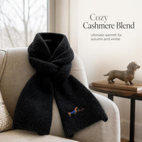 Korean Style Embroidered Dog Knitted Scarf for Women, Autumn/Winter Warm & Cold-Proof