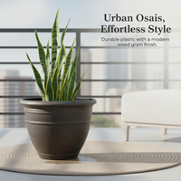 Resin Wood Grain Planter Pot for Indoor Plants