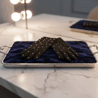 Rhinestone Gloves Sparkling Gloves with Rhinestones Costume Accessory Lightweight Elastic for Performers, Stage Performances