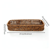 Wicker Cutlery Basket Rattan Cutlery Tray Low-Profile for Countertop, Buffet