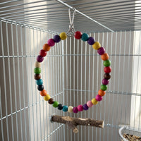 Climbing Toy Swing Hanging Set with Beads and Bells, Wood Ladder Toy for Parakeets and Cockatiels, Chewable Bird Toys for Bird Entertainment