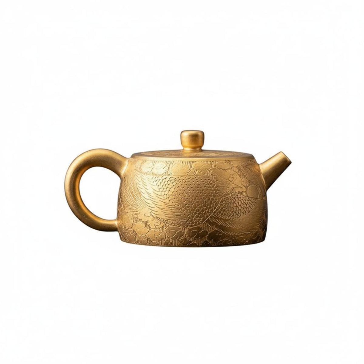 Clay Teapot Handmade Engraved Teapot Drip Pour Gold Tea Pot for Gift