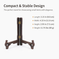 Wooden Display Stand for Tea Ceremony Plates, Decorative Easel for Home Decor, Wood Riser for Artwork, Round Plate Holder, Tiered Tray Centerpiece
