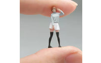 1:64 Scale Female Figure 3D Printed JK Style Mini Figurine Hand Painted Model Car Scene Figure for Hobbyists, Collectors