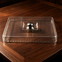 Serving Cover with Metal Knob Compact Rectangular Food Dome Versatile Clear Platter Lid for Caterers, Buffet