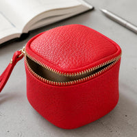 Vintage Leather Cosmetic Bag Lipstick Coin Purse Portable Travel Storage Bucket Mini Round Wallet