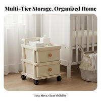 Multi-Tier Storage Cart Effortless-Pulling Drawers Plastic Drawer Cabinet on Wheels Plastic Drawer Storage Cart Strong