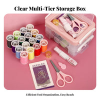 30 Pieces Large Capacity Portable Sewing Kit Organized Storage Needle and Thread Kit Multi-Color Threads for Travelers, Home, Dorm Room, Car