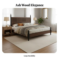 Vintage Cane Panel Bed French Retro Design Bedroom Furniture High-End Feel Bedstead for partners, Homeowners, Guest Room, Villa, Home