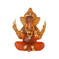 Southeast Asian Design Ganesha Statue Translucent Resin Elephant God Figurine Handmade Lord Ganesha Idol Gold Accents for Hindus, Spiritual Seekers, Mind-Body Practice Practitioners, Altar, Meditation Room, Desk, Car Dashboard