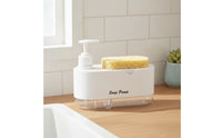 Space-Saving Soap Dispenser with Sponge Holder Compact Dish Soap Pump with Sponge Tray Refillable Ventilated for Countertop