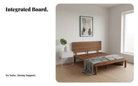 Lowoutline Slatted Frame Nordic aesthetic Lowoutline Wooden Bed Frame slender Headboard Bedroom Furniture for Apartment Dwellers, duos, Guest Room