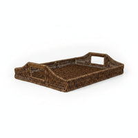 Slim Design Imitation Rattan Tray Rectangular Tray with Handles Versatile Trays Lightweight for Countertop, Bedside, Kitchen, Bathroom