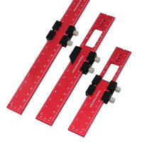 Engraved Measurements Woodworking Marking Ruler Metal Tightening Knobs Angle Marking Ruler Anodized Red Hand Tool Rectangular Cutout for DIYers