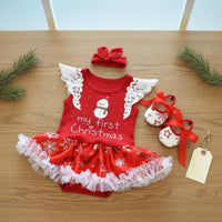3 Pieces Tutu Romper Dress Ruffle Sleeves Flutter Sleeve Tutu Romper for Infants