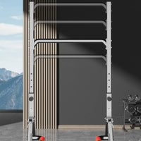 Pull-up Station with Folding Base Height Adjustable Standing Pull up Bar Freestanding Foldable Exercise Station for Home Gym, Apartment, Garage